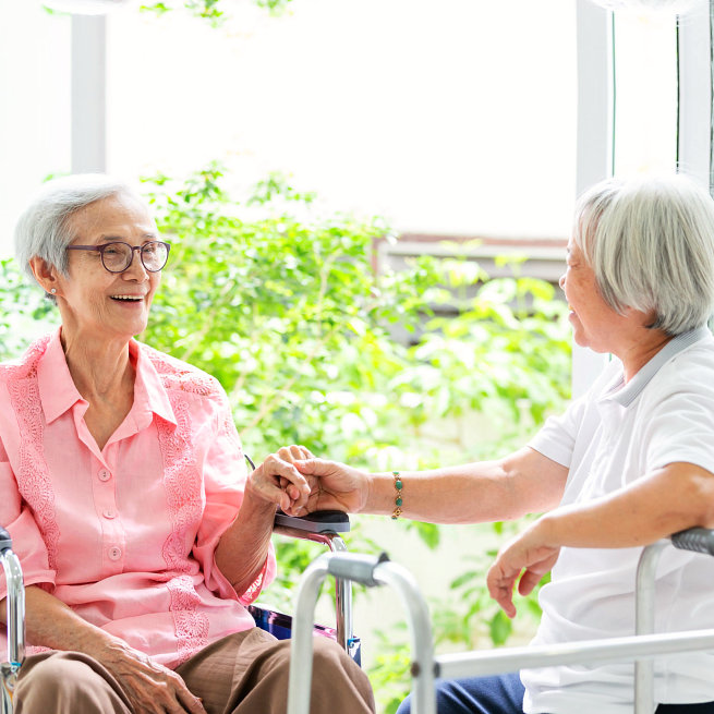 senior women having a conversation
