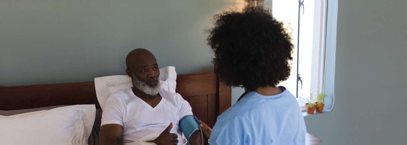 caregiver consulting her patient